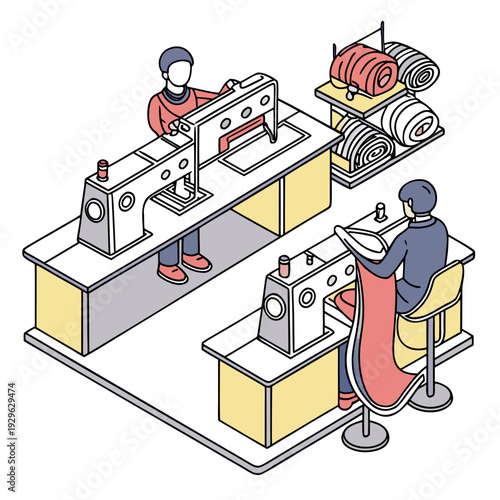 Garment production unit synchronized sewing machines