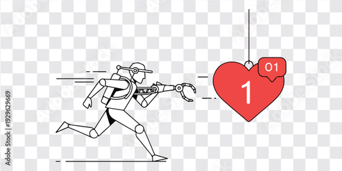 Goal pursuit sprinting to grab heart number one success line drawing