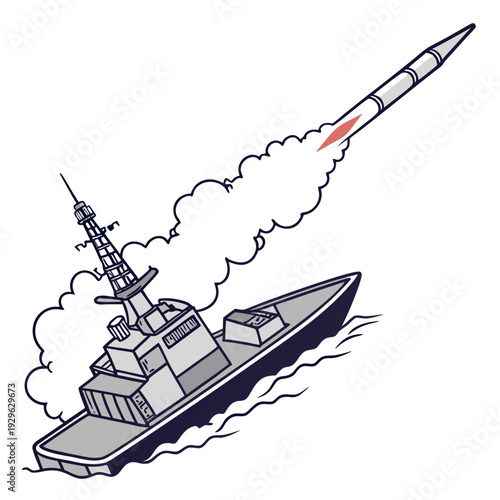 Guided warship launching missile naval