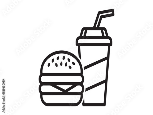A hamburger and a drink illustration