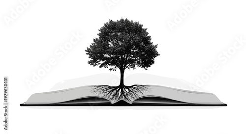 Tree Growing Out of Open Book.
