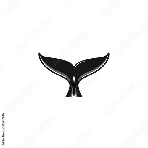 Minimalist black and white whale tail icon or logo