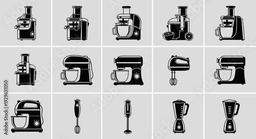 Set of 15 Kitchen Appliances Icons Vector