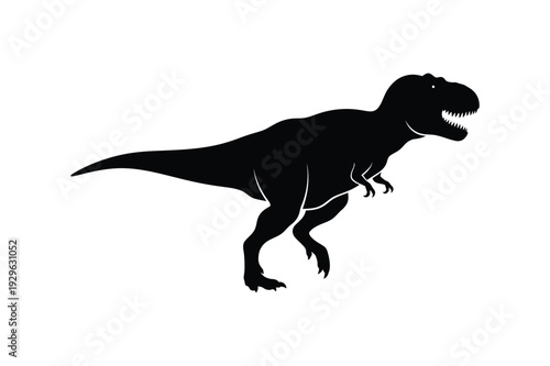 Tyrannosaurus Rex Silhouette Powerful Dinosaur Icon for Prehistoric Jurassic Theme Line Art Vector illustration