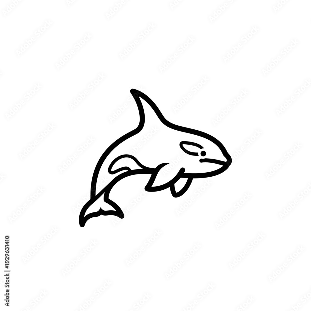 Obraz premium Minimalist black outline drawing of an orca killer whale