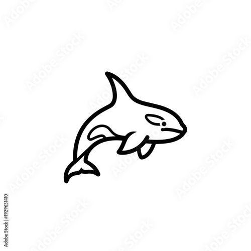 Minimalist black outline drawing of an orca killer whale