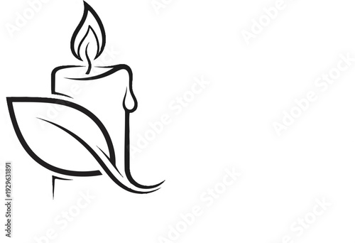Stylized candle with a flowing leaf design