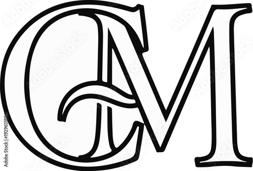 Stylized intertwined monograms featuring the letters C and M in a bold serif font