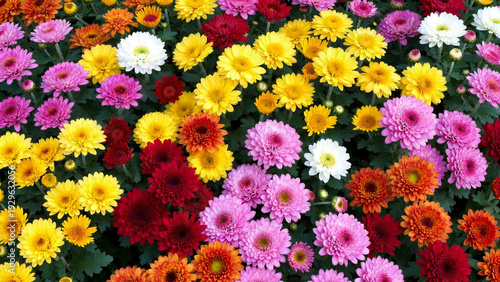 Colorful Gerbera Daisy Flowers Background in Full Bloom Garden Display