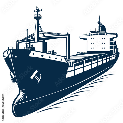 Blue cargo ship vessel boat transportation maritime