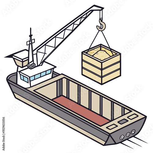 Cargo ship with crane lifting container shipping transportation