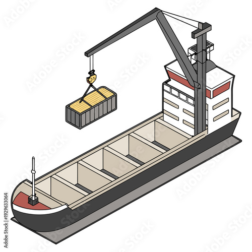 Cargo ship with crane loading container ship cargo vessel