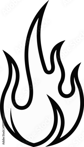 Stylized black outline of a fire with multiple licking flames