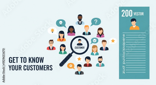 Customer profile analysis vector illustration for marketing strategy