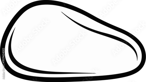 A simplified, bold black outline of a smooth, polished stone with internal shading lines