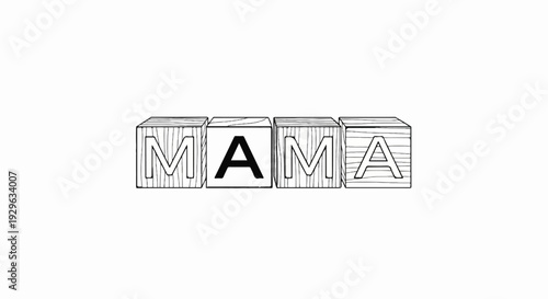 Four wooden blocks spelling "MAMA" with the letters etched into the wood