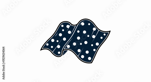 Dark blue fabric with white dots waves rhythmically