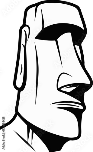Stylized outline of a monolithic stone statue, profile view