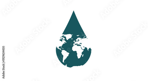 Water Drop with Globe Inside Illustration.
