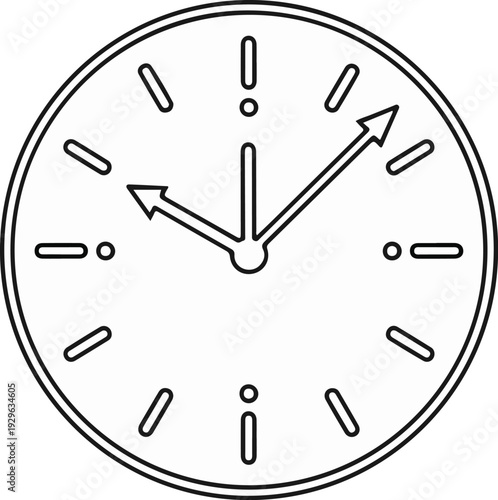 A black and white line drawing of a clock face with hands indicating ten past ten