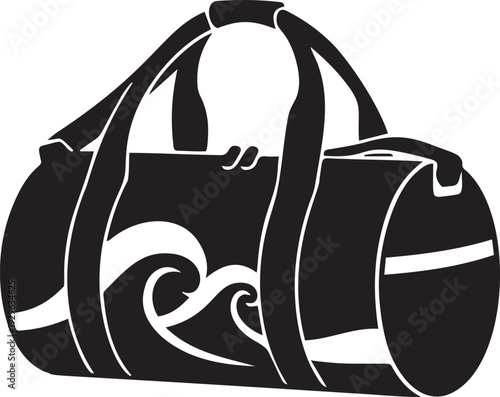 Duffle bag with wave pattern vector illustration set. gym or travel bag isolated on transparent background
