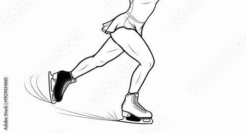 Dynamic depiction of a figure skater's legs and skates in motion