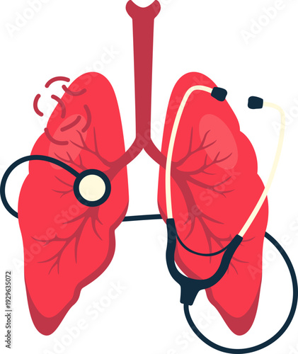 World tuberculosis day illustration. Lung infection, lung health, tuberculosis awareness. Vector isolated.