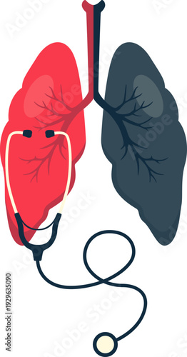World tuberculosis day illustration. Lung infection, lung health, tuberculosis awareness. Vector isolated.