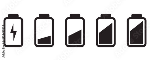Battery level indicators. Colorful battery charge level icons. Battery power level pictograms in outline style. Battery level indicators. vector illustration eps file.