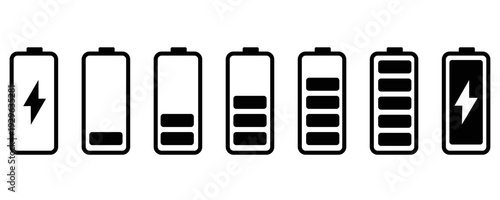 Battery level indicators. Colorful battery charge level icons. Battery power level pictograms in outline style. Battery level indicators. vector illustration eps file.