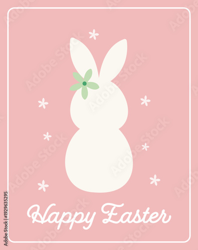 Simple Easter Bunny silhouette Character Greeting Card Vector Illustration.
Happy Easter. SVG.