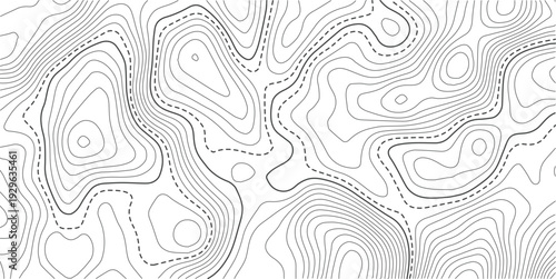 Topographic line contour map background, Topographic map and landscape terrain texture grid.Modern design with White background with topographic wavy pattern design.