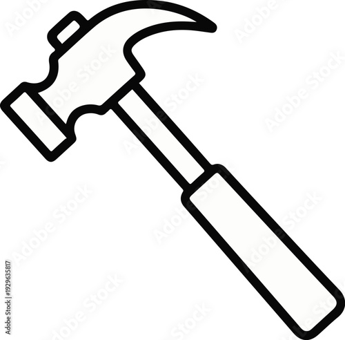 Stylized black outline drawing of a claw hammer on a white background