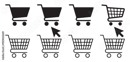 Shopping Cart, Basket and Bag Line Icon Set. Ecommerce and Retail Vector Collection. Vector illustration eps 10