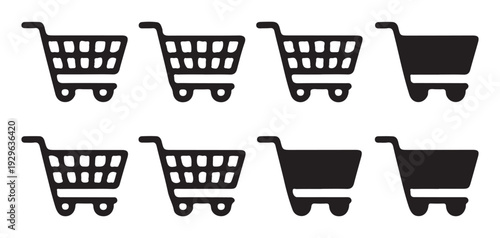 Shopping Cart, Basket and Bag Line Icon Set. Ecommerce and Retail Vector Collection. Vector illustration eps 10