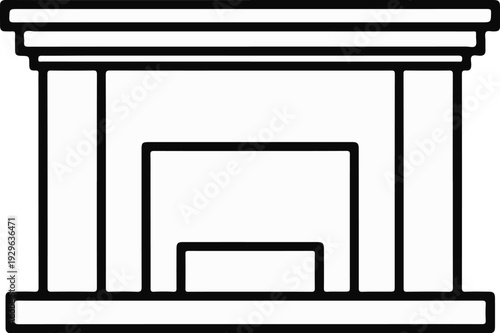 A simple line drawing depicts an architectural fireplace with pillars