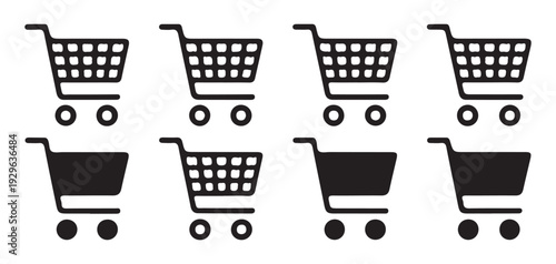 Shopping Cart, Basket and Bag Icon Set. Retail and Ecommerce Vector Collection. Vector illustration eps 10