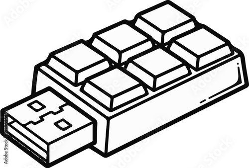 Stylized line art of a USB drive with a keypad on top
