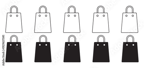 Shopping Bag and Basket Icon Set, Retail and Ecommerce Vector Collection. Vector illustration eps 10