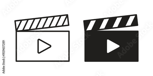 Film clapperboard icons In Trendy Design Vector Eps 10, Editable Stroke and solid flat.