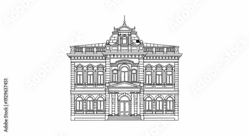 Ornate historical building with a mansard roof and multiple windows