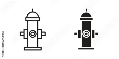Fire hydrant icons In Trendy Design Vector Eps 10, Editable Stroke and solid flat.