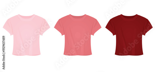 Red women crop top set. vector illustration