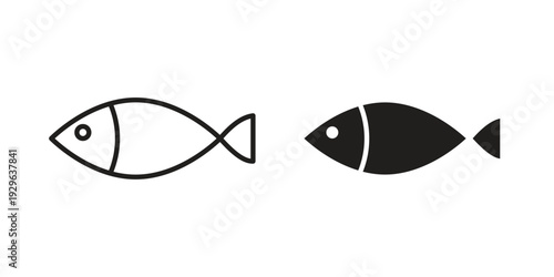 Fish icons In Trendy Design Vector Eps 10, Editable Stroke and solid flat.