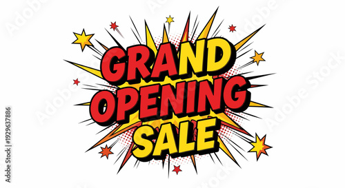 Grand opening sale illustration with vibrant colors and dynamic graphics