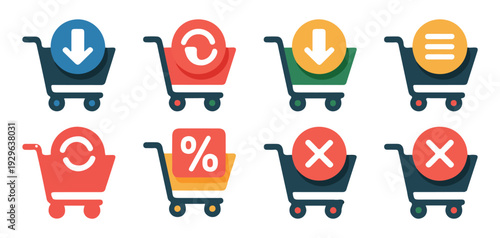 Shopping Cart and Basket Icon Set. E-commerce, Retail Store, Add to Cart Vector Collection. Vector illustration eps 10