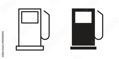 Gas station icons In Trendy Design Vector Eps 10, Editable Stroke and solid flat.