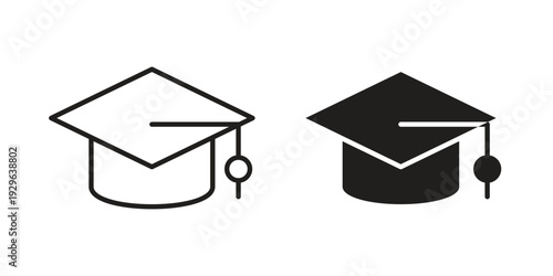 Graduation cap icons In Trendy Design Vector Eps 10, Editable Stroke and solid flat.