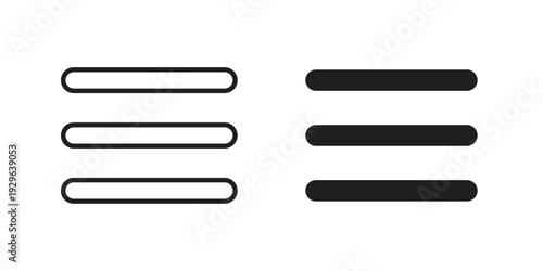 Hamburger menu icons In Trendy Design Vector Eps 10, Editable Stroke and solid flat.