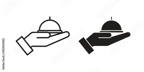 Hand holding tray icons In Trendy Design Vector Eps 10, Editable Stroke and solid flat.